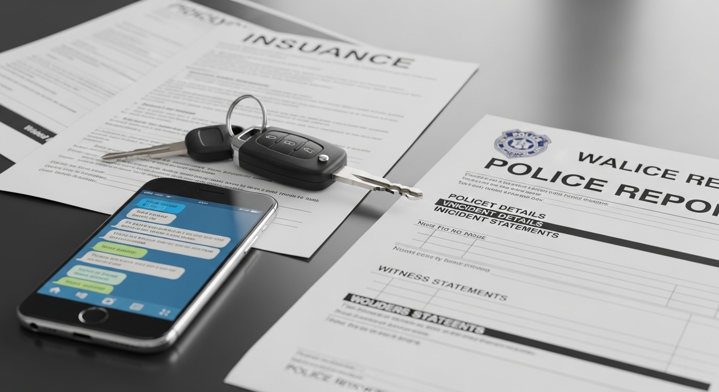 Phone records and insurance documents used in distracted driving accident claims