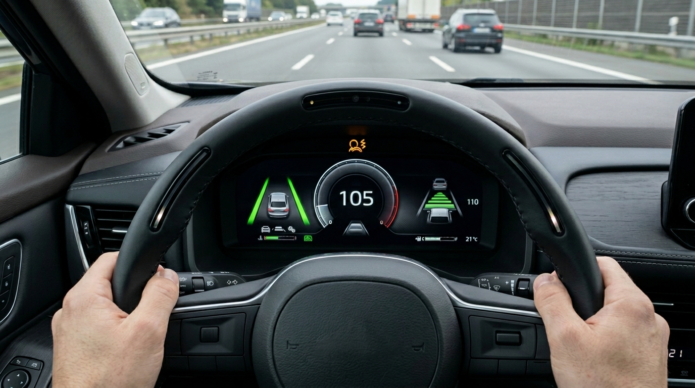 Driver-assistance system warning before a hands-free driving crash