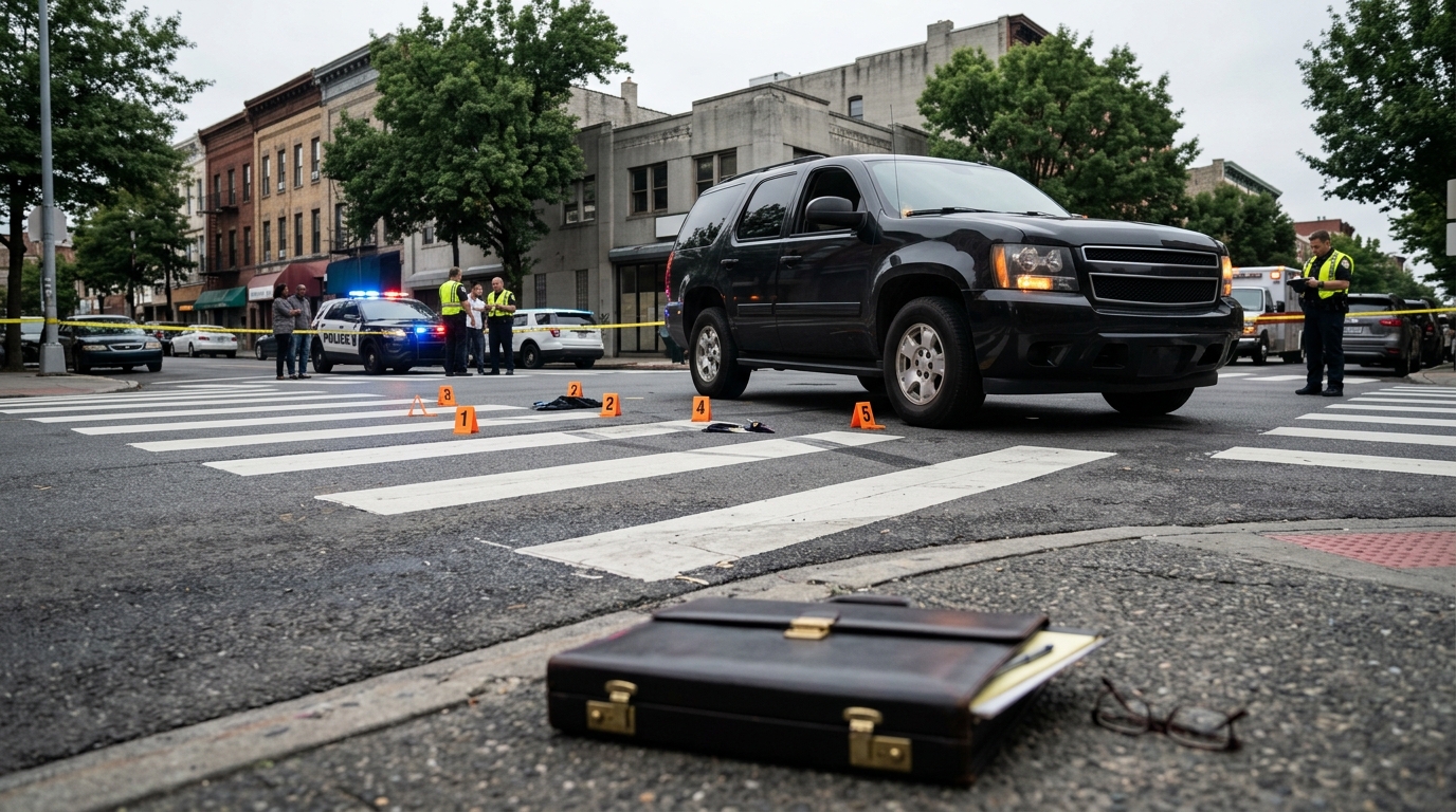 Pedestrian accident claim involving an SUV near a marked crosswalk