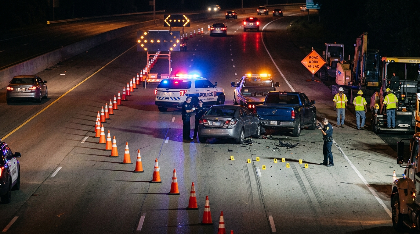 Work zone accident claim involving a rear-end crash near highway construction
